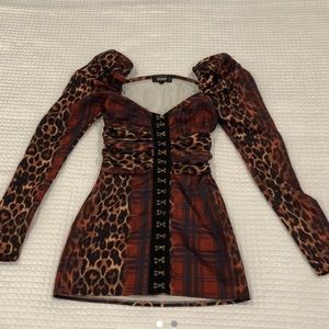 Mixed leopard print dress.